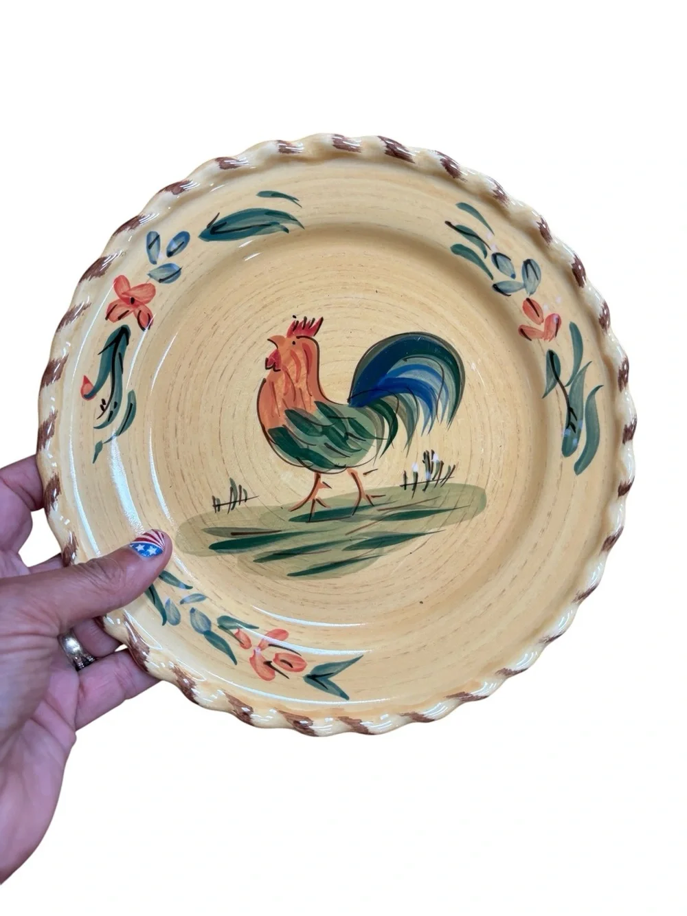 Target HOME Hand-Painted Rooster Ceramic Dessert/Salad Plates 8 3/4- Set of 8